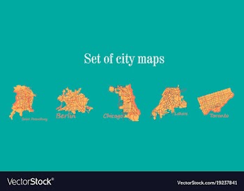 Set of landscape elements city top view road port vector image