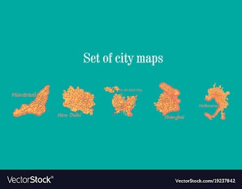 Set of landscape elements city top view road port vector image