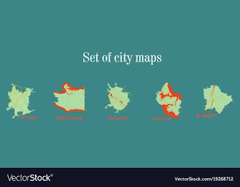 Set of landscape elements city top view road port vector image
