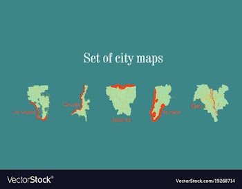 Set of landscape elements city top view road port vector image