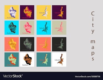 Set of landscape elements city top view road port vector image