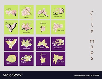 Set of landscape elements city top view road port vector image