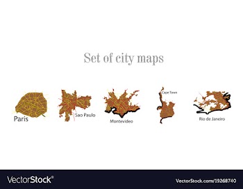 Set of landscape elements city top view road port vector image