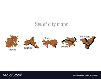 Set of landscape elements city top view road port vector image