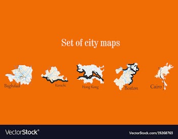 Set of landscape elements city top view road port vector image