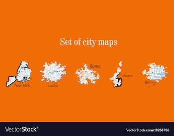 Set of landscape elements city top view road port vector image