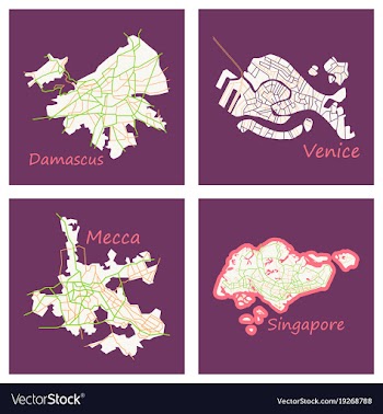Set of landscape elements city top view road port vector image
