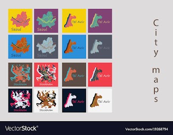 Set of landscape elements city top view road port vector image