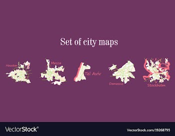 Set of landscape elements city top view road port vector image