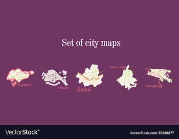 Set of landscape elements city top view road port vector image