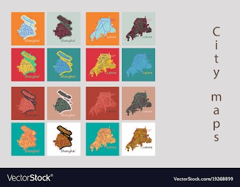 Set of landscape elements city top view road port vector image