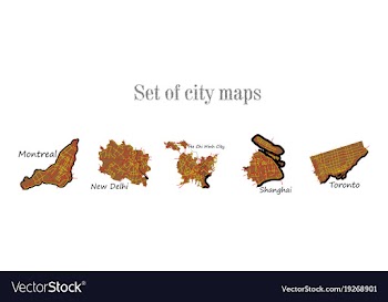 Set of landscape elements city top view road port vector image