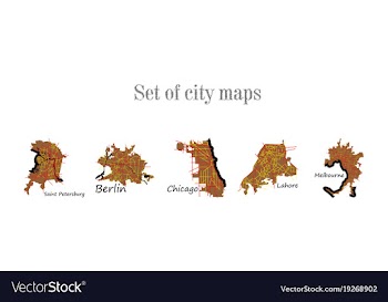 Set of landscape elements city top view road port vector image