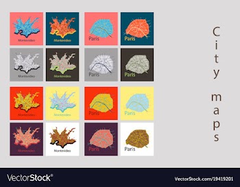 Set of landscape elements city top view road port vector image