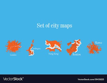 Set of landscape elements city top view road port vector image