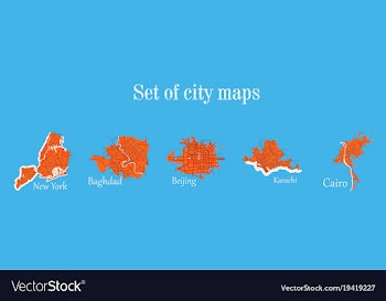 Set of landscape elements city top view road port vector image
