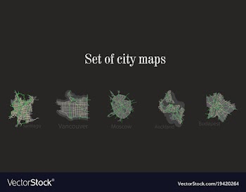 Set of landscape elements city top view road port vector image