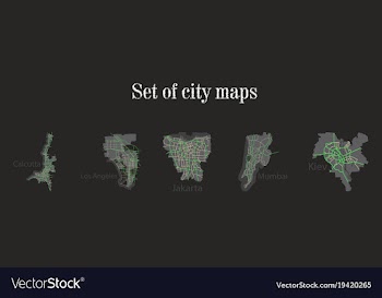 Set of landscape elements city top view road port vector image