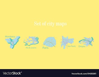 Set of landscape elements city top view road port vector image