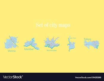 Set of landscape elements city top view road port vector image
