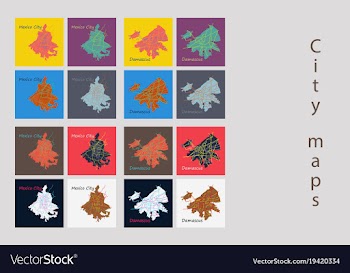 Set of landscape elements city top view road port vector image