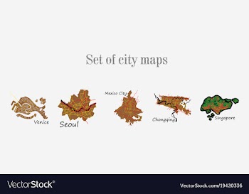 Set of landscape elements city top view road port vector image