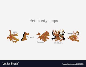 Set of landscape elements city top view road port vector image