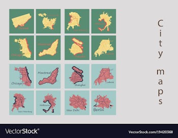 Set of landscape elements city top view road port vector image