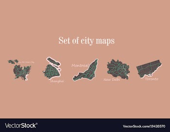 Set of landscape elements city top view road port vector image