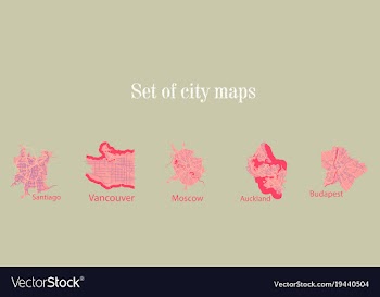 Set of landscape elements city top view road port vector image
