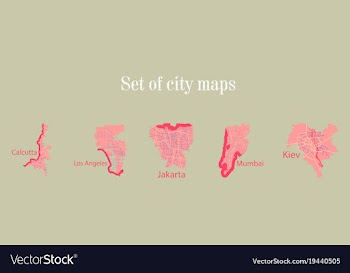 Set of landscape elements city top view road port vector image