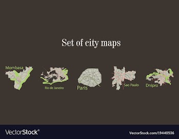 Set of landscape elements city top view road port vector image