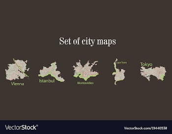 Set of landscape elements city top view road port vector image