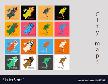 Set of landscape elements city top view road port vector image