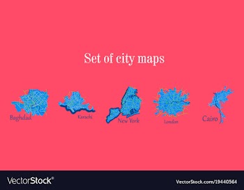 Set of landscape elements city top view road port vector image