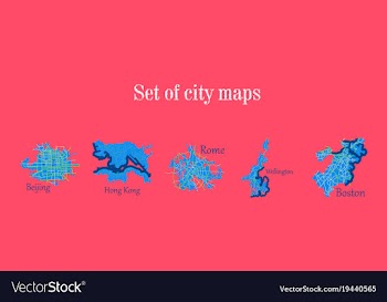 Set of landscape elements city top view road port vector image