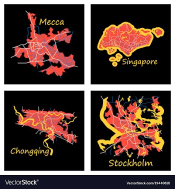 Set of landscape elements city top view road port vector image