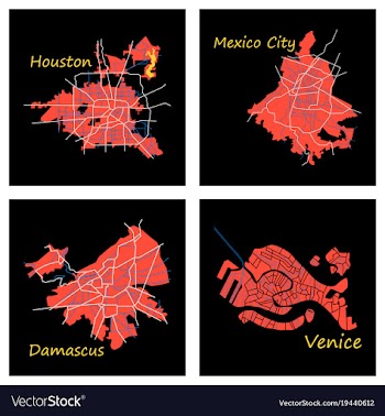 Set of landscape elements city top view road port vector image