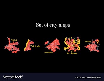 Set of landscape elements city top view road port vector image