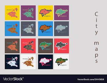 Set of landscape elements city top view road port vector image