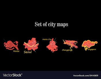 Set of landscape elements city top view road port vector image