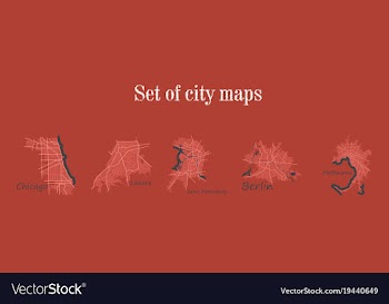 Set of landscape elements city top view road port vector image