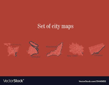 Set of landscape elements city top view road port vector image