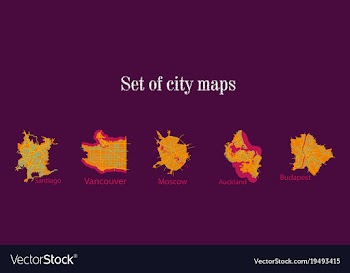 Set of landscape elements city top view road port vector image