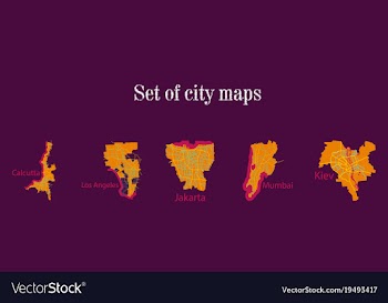 Set of landscape elements city top view road port vector image