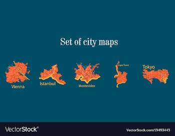 Set of landscape elements city top view road port vector image