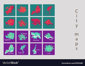Set of landscape elements city top view road port vector image
