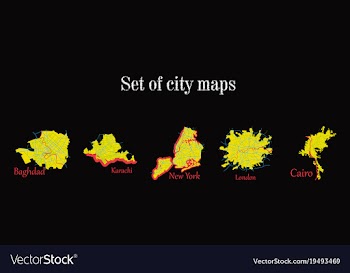 Set of landscape elements city top view road port vector image