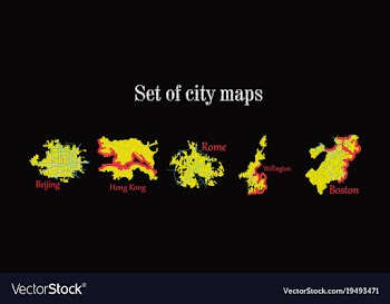 Set of landscape elements city top view road port vector image