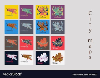 Set of landscape elements city top view road port vector image